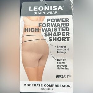 NEW LEONISA SHAPEWEAR POWER FORWARD HIGH-WAISTED SHAPER SHORT Size Large